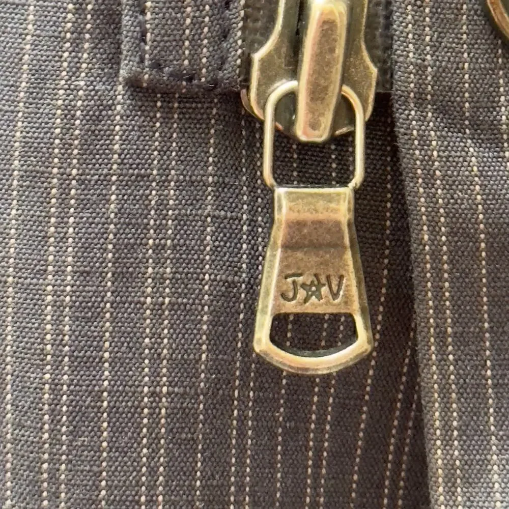 John Varvatos Star USA 5 Pocket Zip Button Linen Blue PinStripe Blazer Jacket 42